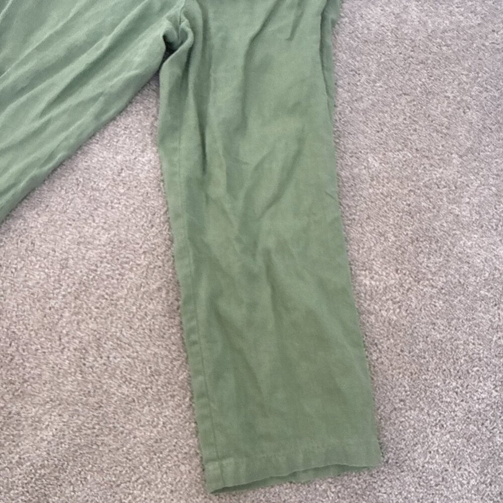 Nordstrom Green Ankle Linen Pants Safari Vacation Summer Lightweight‎ Sz M - Picture 7 of 13